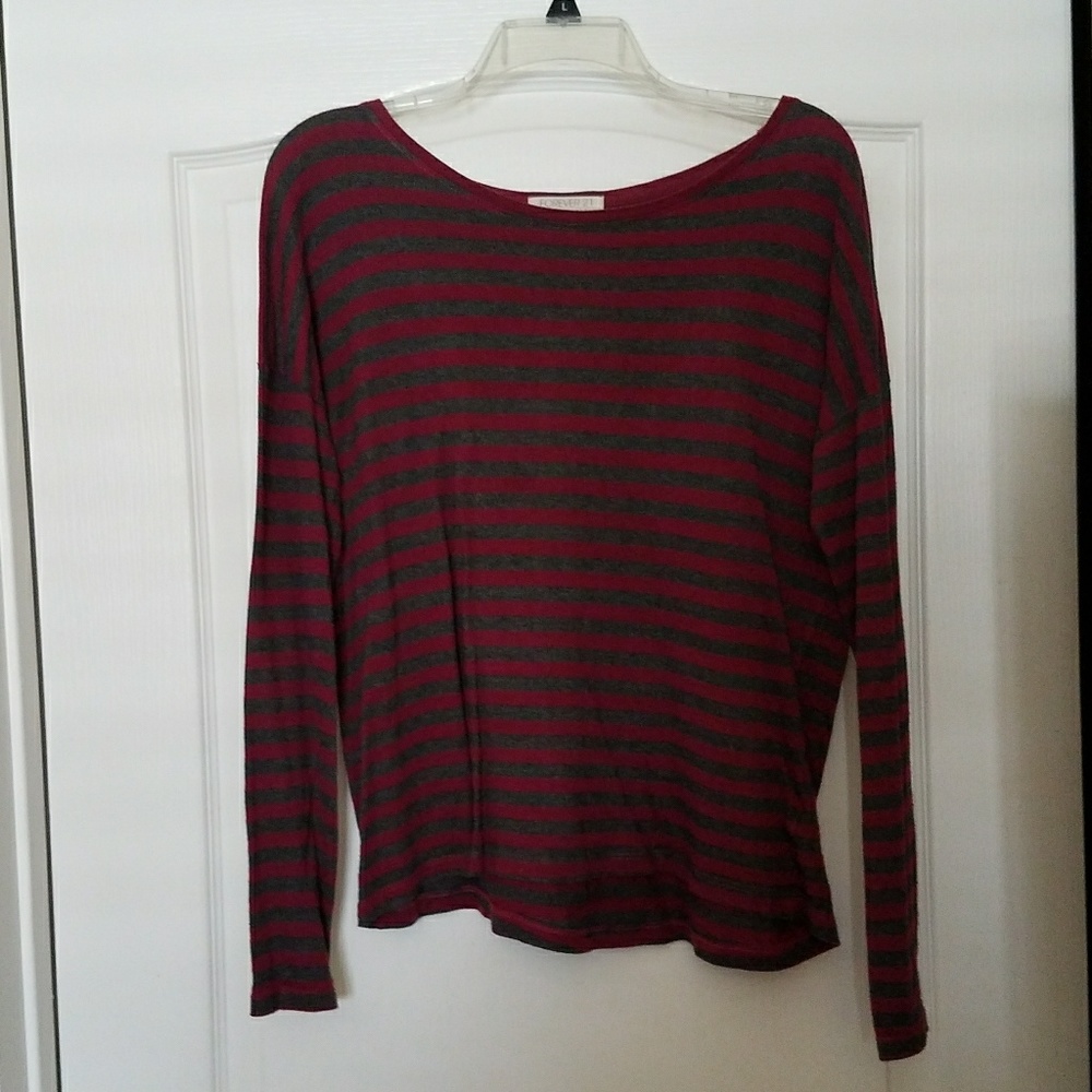 Maroon and grey strip long sleeve
